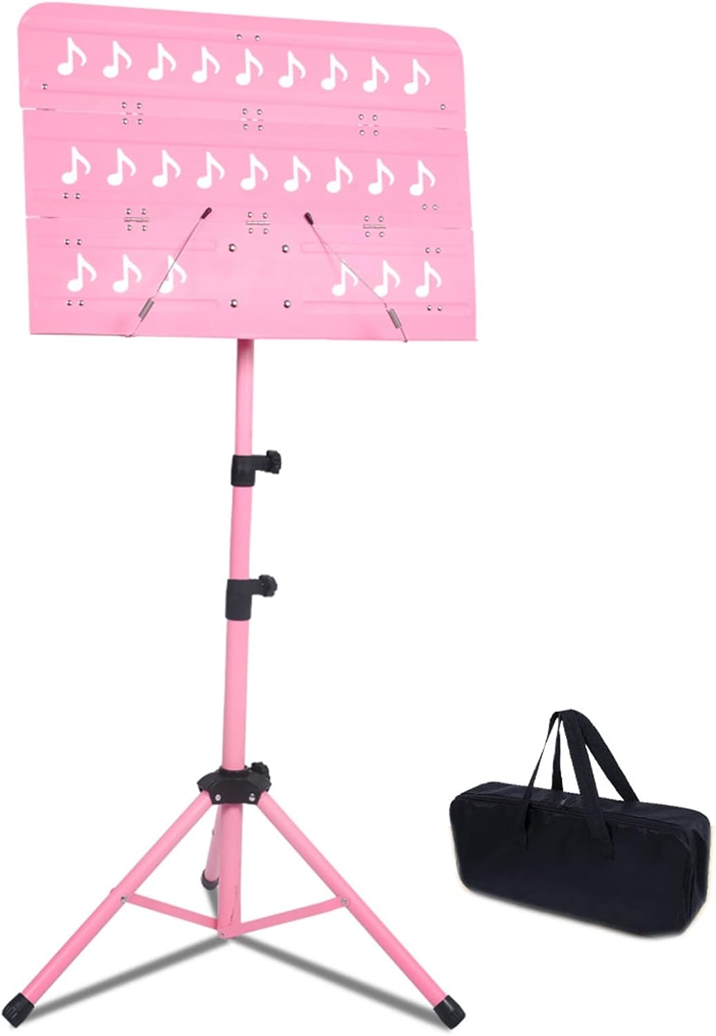 Pink Sheet Music Stand for Girls Playper Beginners, Foldable Portable Universal Orchestral Guitar Violin Sheet Music Holder, Concert Stage Travel