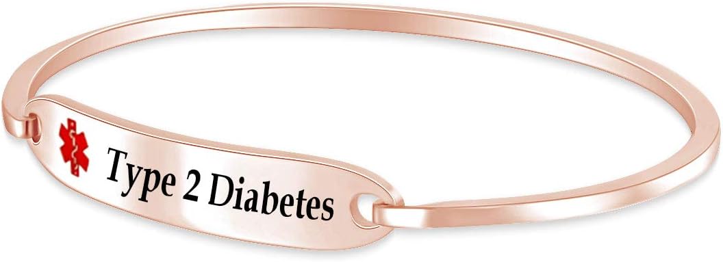 AFFY Customizable Engraving Medical Alert ID Bracelet Men Women Personalized 925 Sterling Silver Bangle Beacelet 7.5 Inch