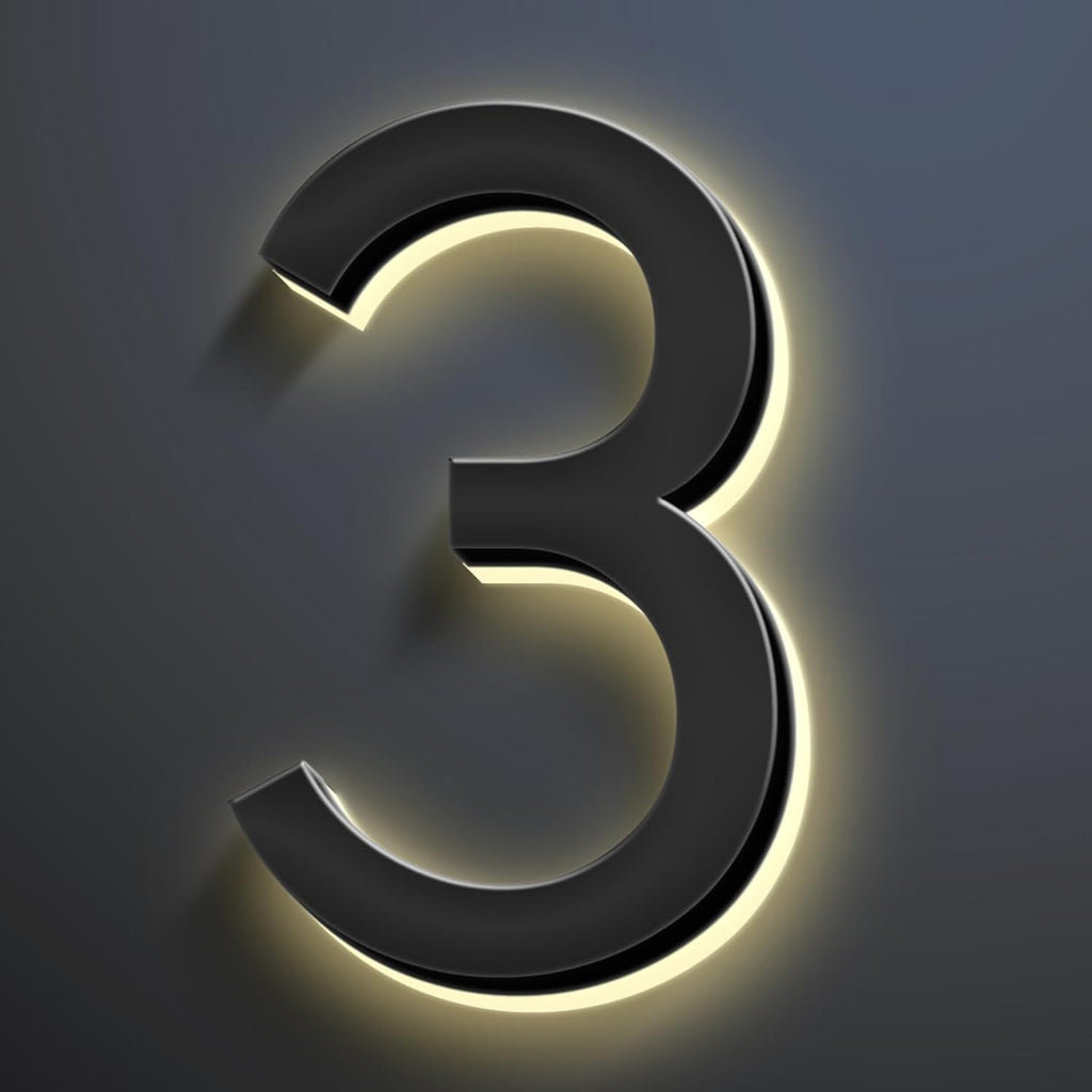 House Numbers, Backlit LED Home Address Numbers, Stainless Steel Hand-Polished For House Address Signs, Light Up House Number For Outside, Yard, Shop,14 Inch/350mm,C