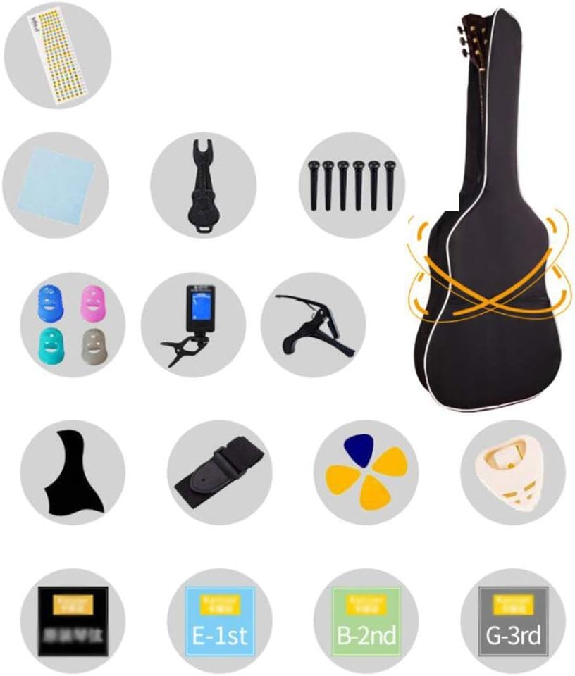 Etlegor Classical Guitar 41 Inches Dreadnought Cutaway Beginner Veneer Spruce Wooden Guitar Kit with Bag, Strings, Picks,5 Colors (Color : C)