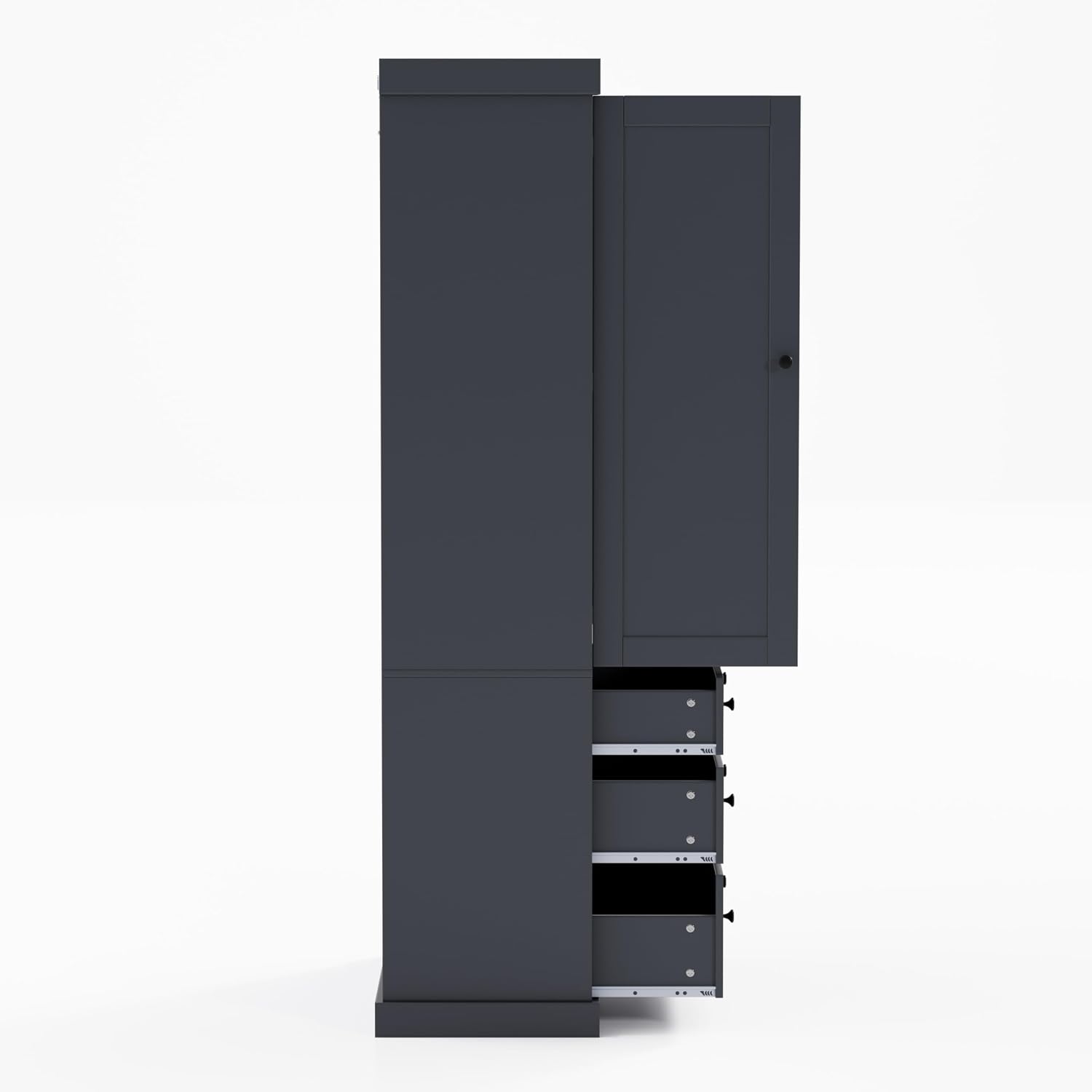 Ball & Cast 77' Freestanding Kitchen Pantry with 3 Drawers and Adjustable Shelves,Tall Cupboard Storage Cabinet with 8 Door Shelves, for Kitchen,Dining Room,Living Room,Apartment,Gray