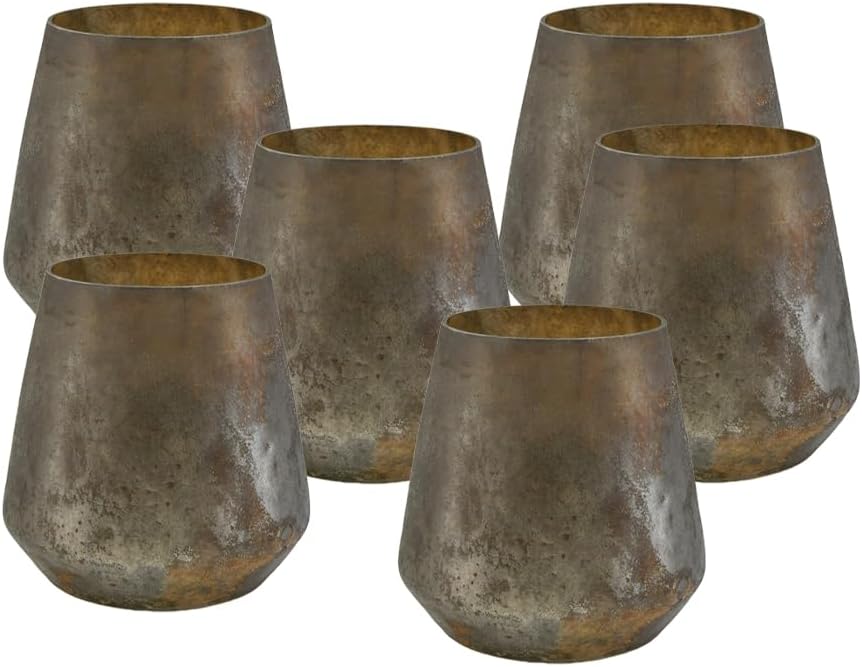 Serene Spaces Living Distressed Grey Decorative Vase, 6in x 6in Bowl for Home Décor and Centerpieces, Set of 12