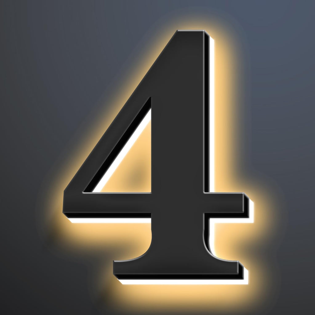 Backlit Illuminated LED House Numbers Upgrade Your Address Signs 16 Inch, Large Modern Light Up Address Numbers Signs, Stainlesss Steels Home Address Signs,4