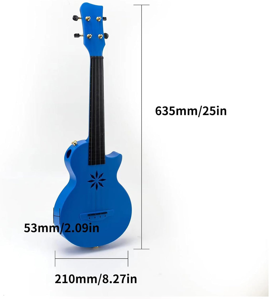Semme Tenor Ukulele Case, Lightweight and stable carbon fibre material Ukulele Case Ukulele with tail nails for 24 inch ukulele or small guitar (Blue)