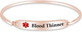 AFFY Customizable Engraving Medical Alert ID Bracelet Men Women Personalized 925 Sterling Silver Bangle Beacelet 7.5 Inch