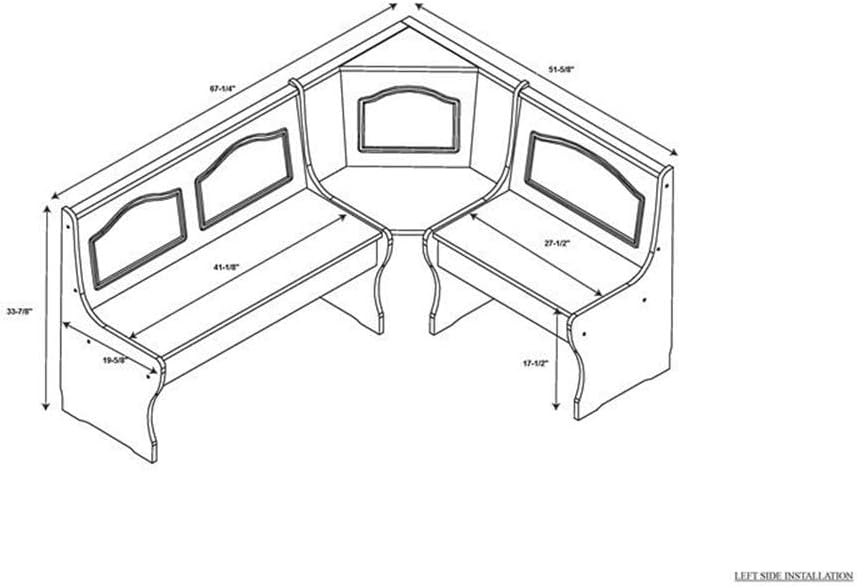 Riverbay Furniture Kitchen Dining Wood Corner Unit, Walnut Brown Finish, Pine and MDF, Under Bench Storage, 67' x 48' x 33.5', Versatile Space-Saving Bench for Organized and Functional Kitchen Seating