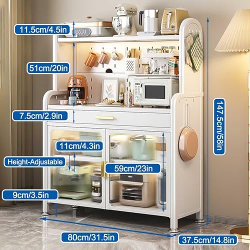 Modern Console Table Rectangular Base Wall Spaces Side Hallway Entryway，White 5 Tier Baker's Rack with Drawer and Adjustable Shelf Kitchen Storage Cabinet for Microwave O