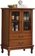 Wine Cabinet Wooden Wine Cabinet with Double Drawers Home Simple Two-Door Wine Bar Cabinet Small Storage Sideboard Wine Bakers Rack Wine Rack (Color : A)