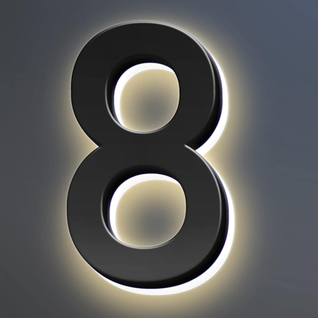 Backlit Illuminated LED House Numbers, Matte Black, Address Signs Lighted Plaque, Outdoor/Indoor, Modern, Weatherproof And Corrosion Resistant, Day & Night,14 Inch/35cm,0