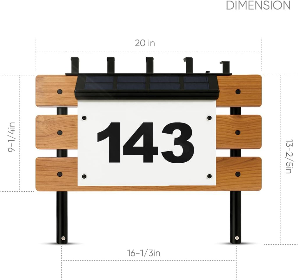 – Outdoor Delivery Stand with House Numbers and Solar Light – Teak Wood and Steel – Decorative Porch Package Holder – 400 lbs Capacity – Warm & Cool Auto LED