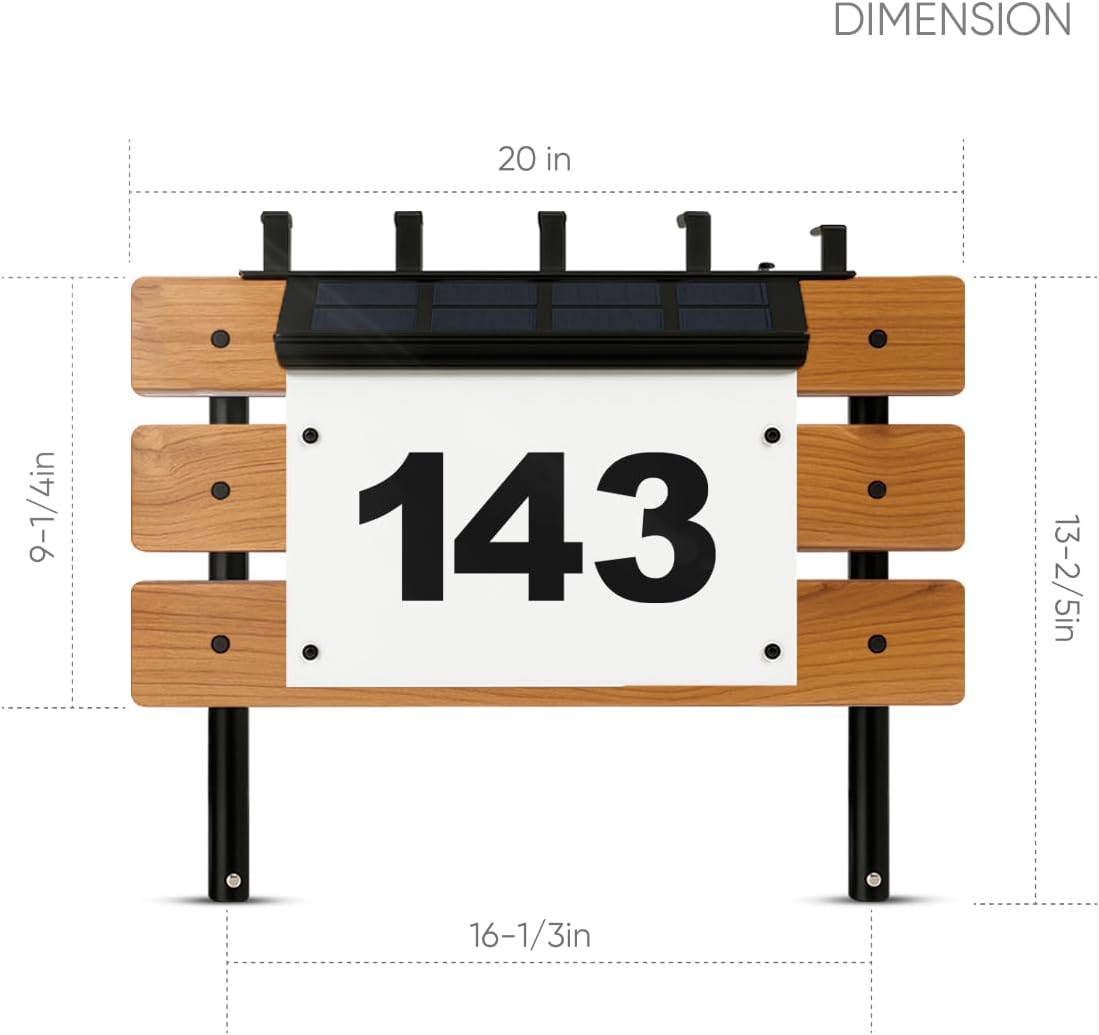 – Outdoor Delivery Stand with House Numbers and Solar Light – Teak Wood and Steel – Decorative Porch Package Holder – 400 lbs Capacity – Warm & Cool Auto LED