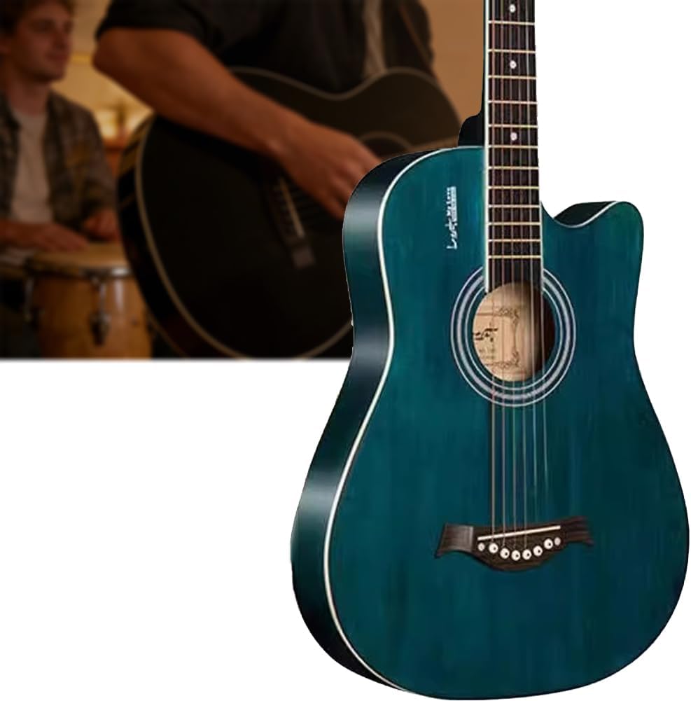 Acoustic Guitar for Beginner, Lightweight Body Suitable for Adult Teen, with Gig Bag, Tuner, Strap, Strings, Picks, Capo,Blue 2,41in