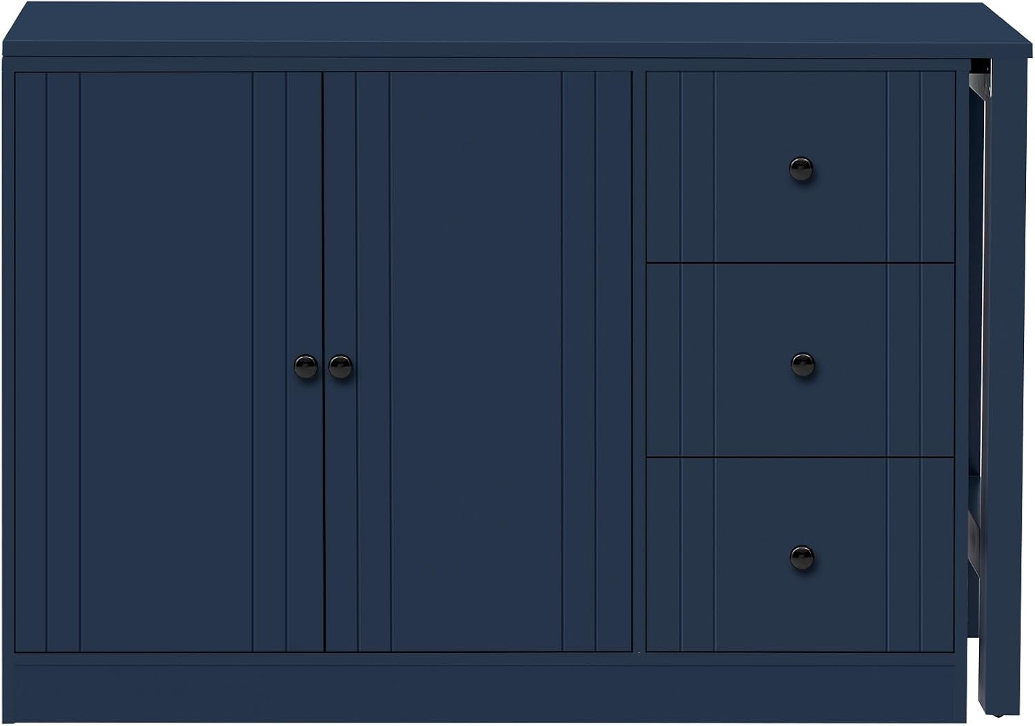 90' Extendable Freestanding Storage Cabinet, Kitchen Storage Bakers Rack with Adjustable Shelf, Utility Food Cupboard with Silent Drawers for Kitchen and Living Room, Navy Blue