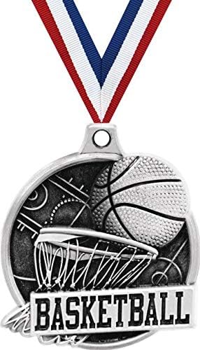 Crown Awards 1.5' Basketball Medal - Silver Basketball Challenger Award Medals