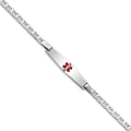 JewelryWeb 925 Sterling Silver Polished Medical ID Nautical Ship Mariner Anchor Link Bracelet Lobster Claw Identification Bracelet for Women