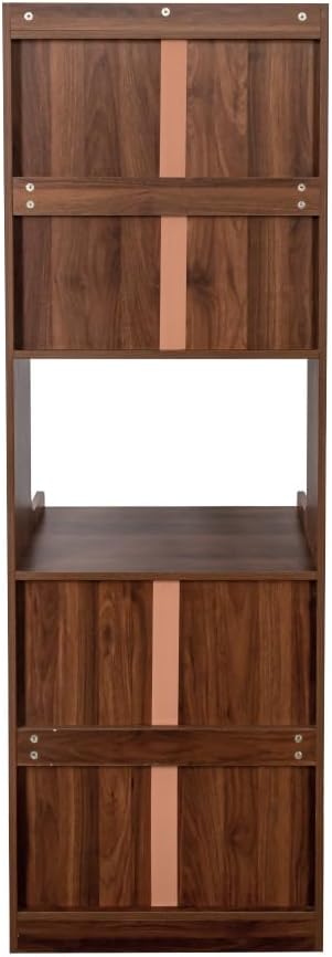 23.6' W Walnut Kitchen Pantry Hutch - Freestanding Storage Cabinet 2 Cabinets 1 Drawer with Microwave Stand for Kitchen Coffee Bar