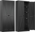 INTERGREAT Metal Storage Cabinet with Magnetic Doors, 63' H Modern Classic Style Metal Cabinets with 2 Doors and 4 Adjustable Shelves for Home Office, Kitchen, Bathroom (Black)