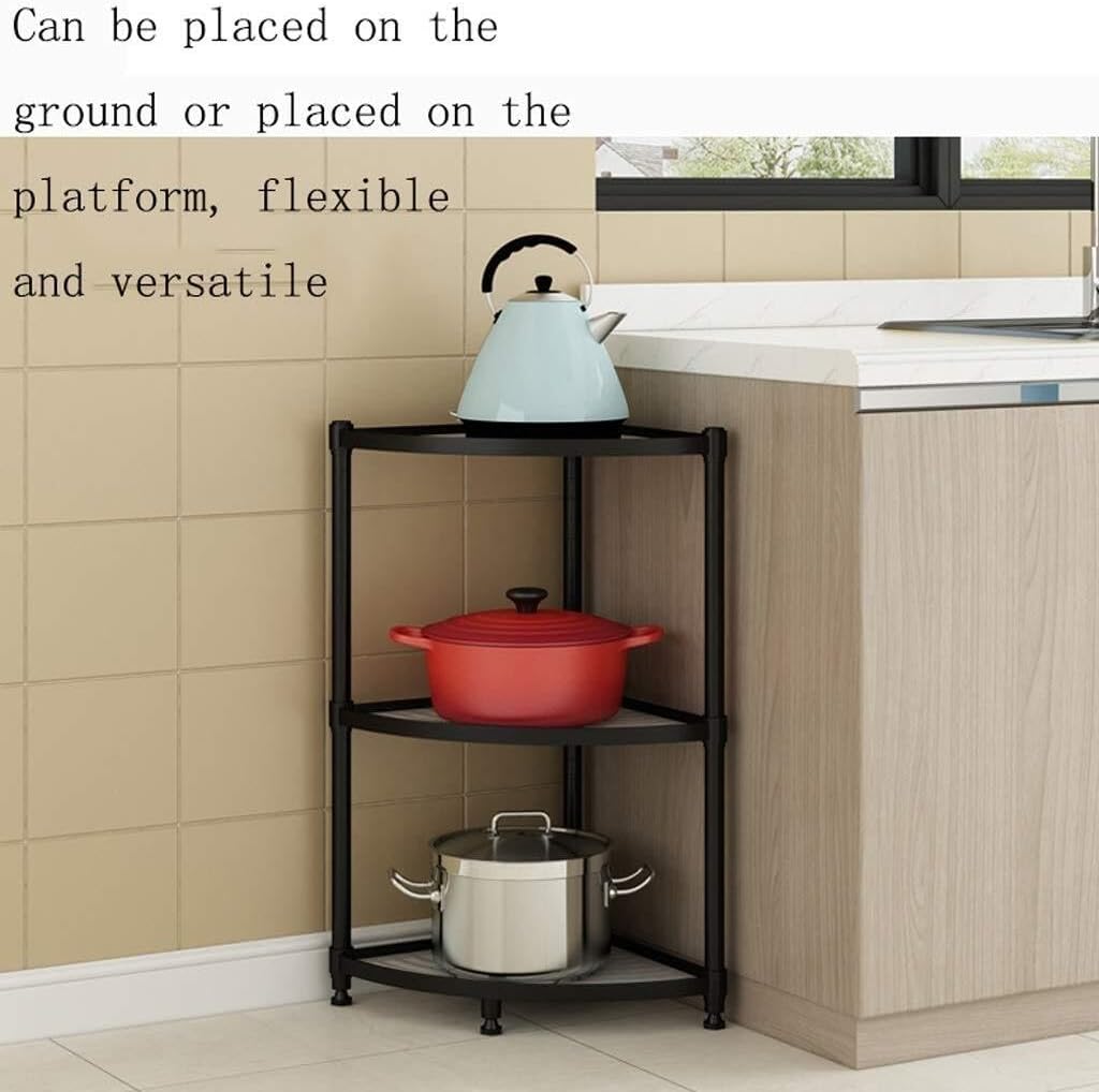 Kitchen Baker's Rack, Multi-Layer Pot Rack & Cookware Holder, Compact Corner Storage Shelf Organizer, Adjustable, Small (S), Nordic Style