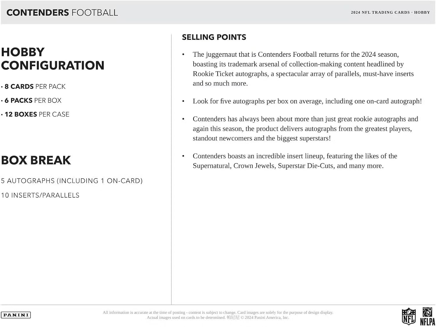 2024 Panini Contenders Football Hobby Box