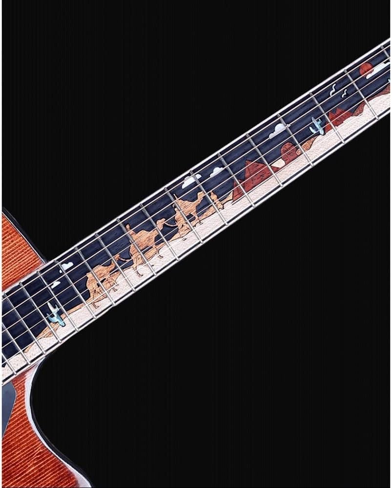 Beginner Single Board Guitar Instruments, Spruce Solid Wood Top, X-Shaped Sound Beam Structure, Polished Lacquer Finish (Size:41 inches,Color:Natural)