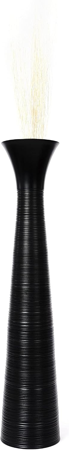 Leewadee Large Black Home Decor Floor Vase - Wooden 41 inch Tall Farmhouse Decor Flower Holder for Fake Plant and Pampas Grass