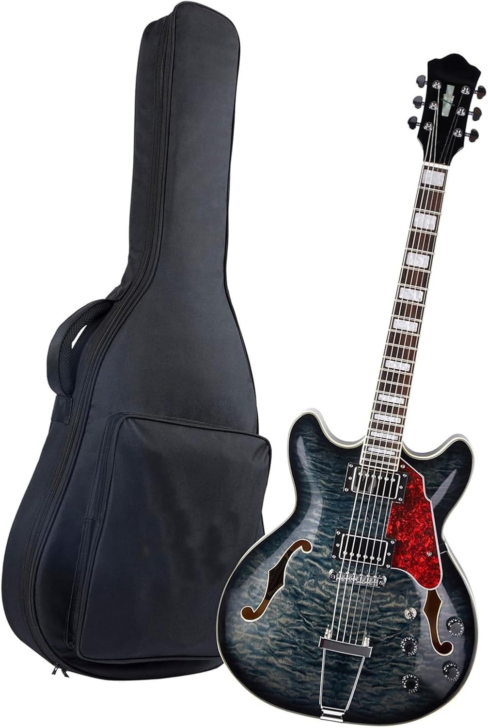 Beginner Jazz Electric Guitar With Hollowed Out Trapezoidal Tailboard Bridge And Fit Professional Electric Guitar(Black2)