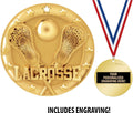 Crown Awards Lacrosse Medal, 2' Shiny Gold Lacrosse Medals for Kids with Free Custom Engraving