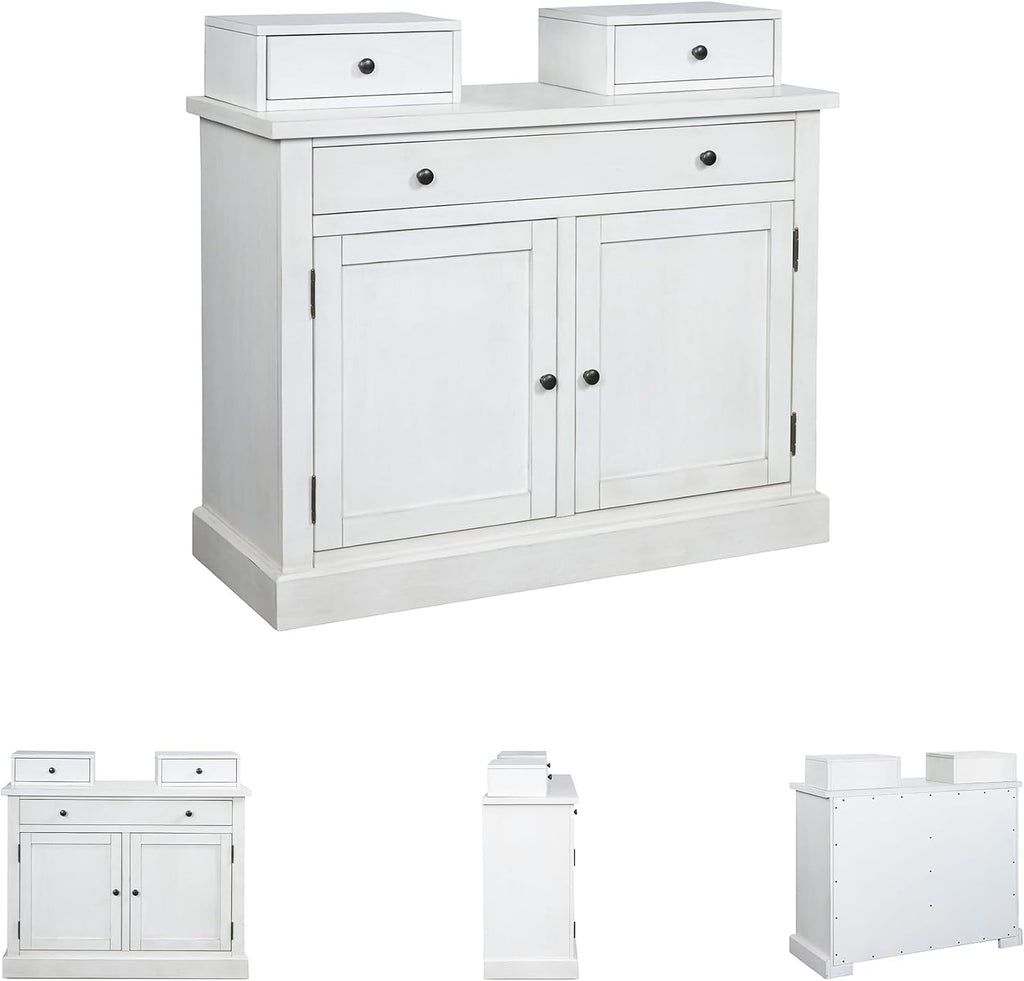 Signature Design by Ashley Chadworth Classic 1-Drawer Bakers Rack Base with Adjustable Shelf and Anti-Tipping Kits, White
