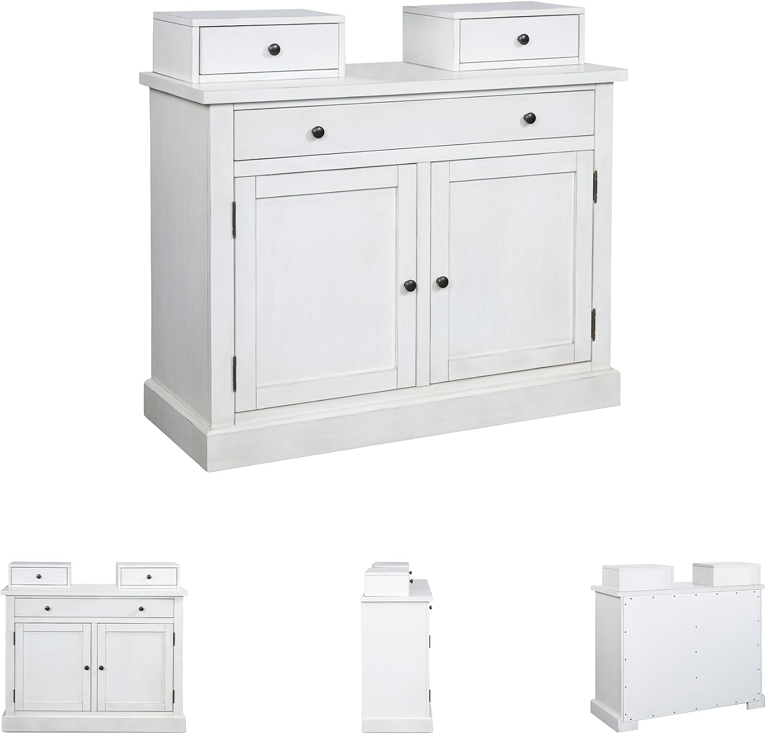 Signature Design by Ashley Chadworth Classic 1-Drawer Bakers Rack Base with Adjustable Shelf and Anti-Tipping Kits, White