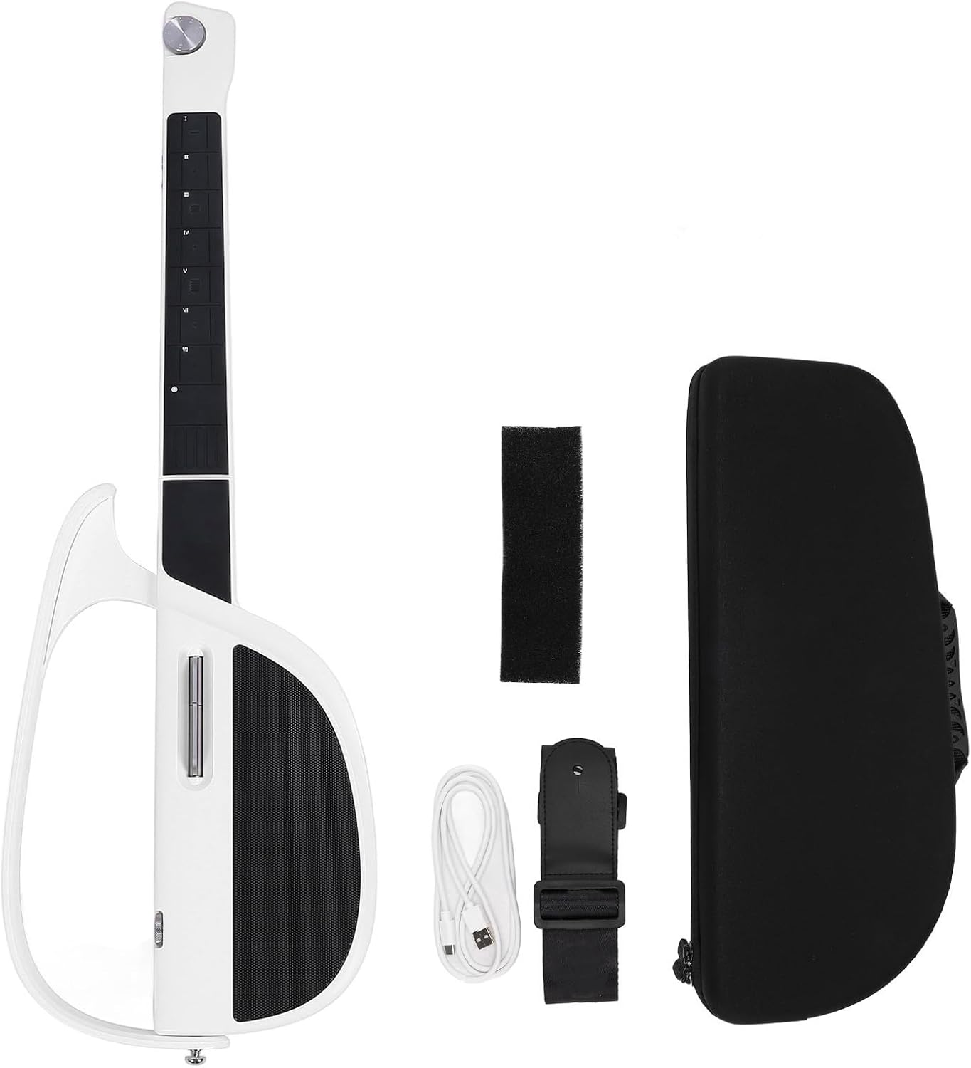 Stringless Guitar, Innovative Stringless Acoustic Electric Guitar, C1 Portable Foldable, for Beginners, Adults, Enthusiasts (White)