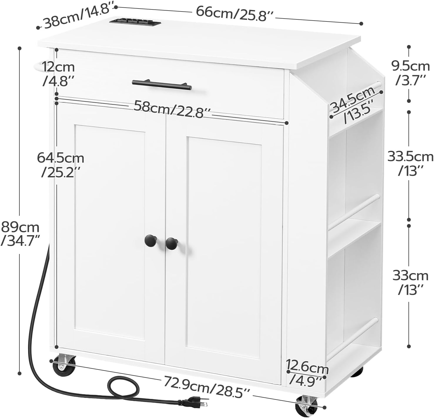 HOOBRO Kitchen Island and Drawer Organizer Bundle, Kitchen Storage Island with Spice Rack and Drawer, Rolling Kitchen Cart on Wheels, for Home, Kitchen and Dining Room,