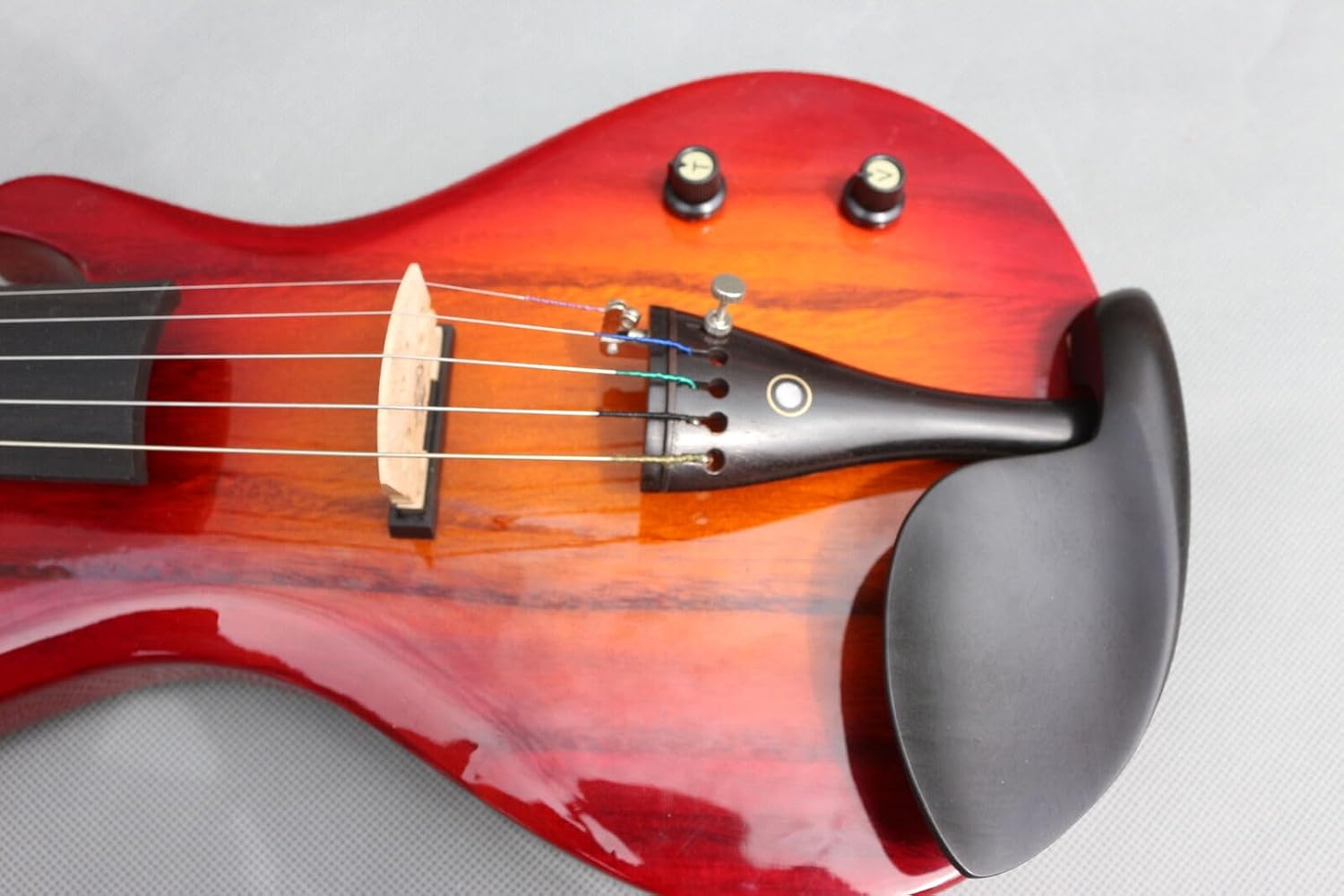 electric Viola 16 inch guitar-shaped Viola Solid Wood Body Ebony Fittings with case Bag, viola Bow, Rosin for Adults&Beginner&Students (Red 5str)
