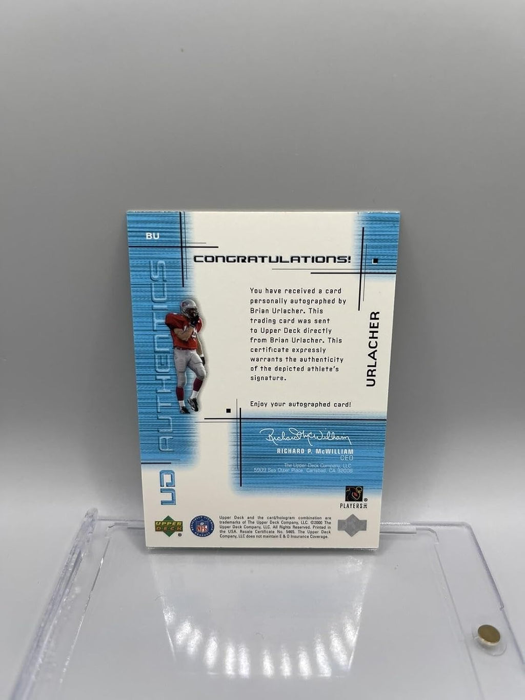 Brian Urlacher 2000 Upper Deck Ionix UD Authentics Rookie Auto #/300 W/Mag L1 - Football Slabbed Autographed Rookie Cards