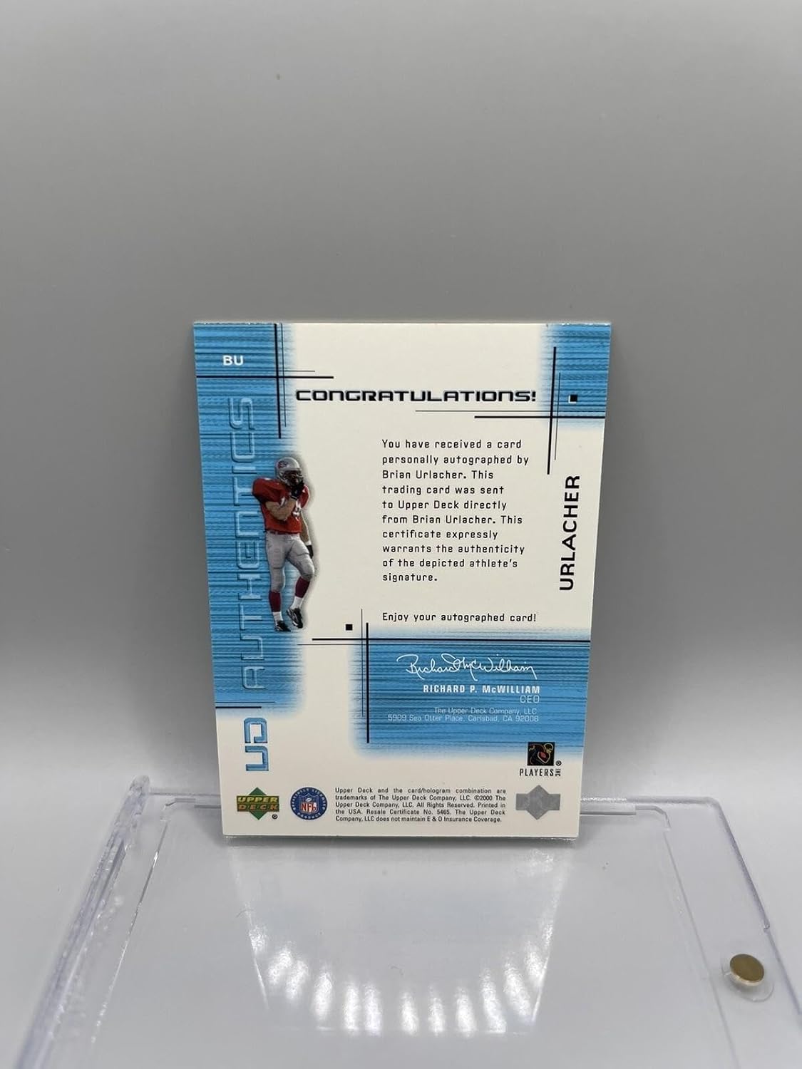 Brian Urlacher 2000 Upper Deck Ionix UD Authentics Rookie Auto #/300 W/Mag L1 - Football Slabbed Autographed Rookie Cards