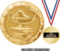 Crown Awards Academic Medal, 2' Shiny Gold Lamp of Learning Education Medals for Kids with Free Custom Engraving Prime