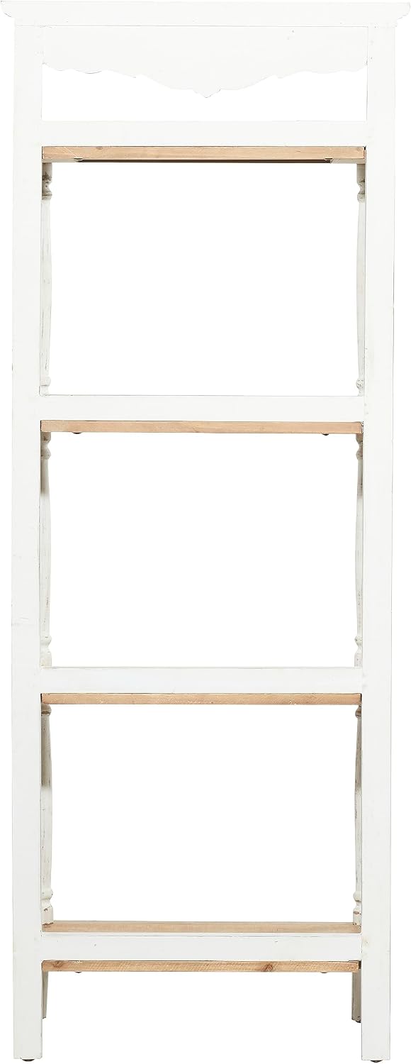 Deco 79 Wood Floral Intricately Carved 4 Shelf Shelving Unit, 22' x 13' x 57', White