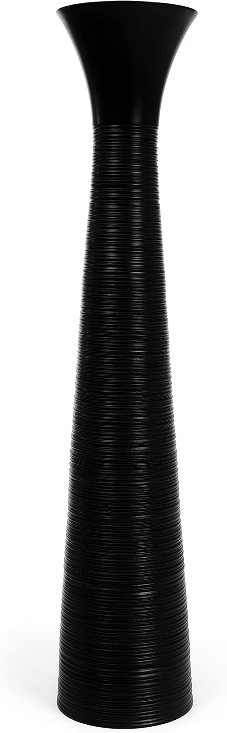 Leewadee Large Black Home Decor Floor Vase - Wooden 41 inch Tall Farmhouse Decor Flower Holder for Fake Plant and Pampas Grass