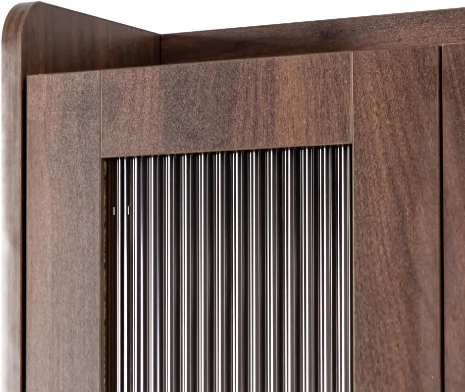 23.6' W Walnut Kitchen Pantry Hutch - Freestanding Storage Cabinet 2 Cabinets 1 Drawer with Microwave Stand for Kitchen Coffee Bar