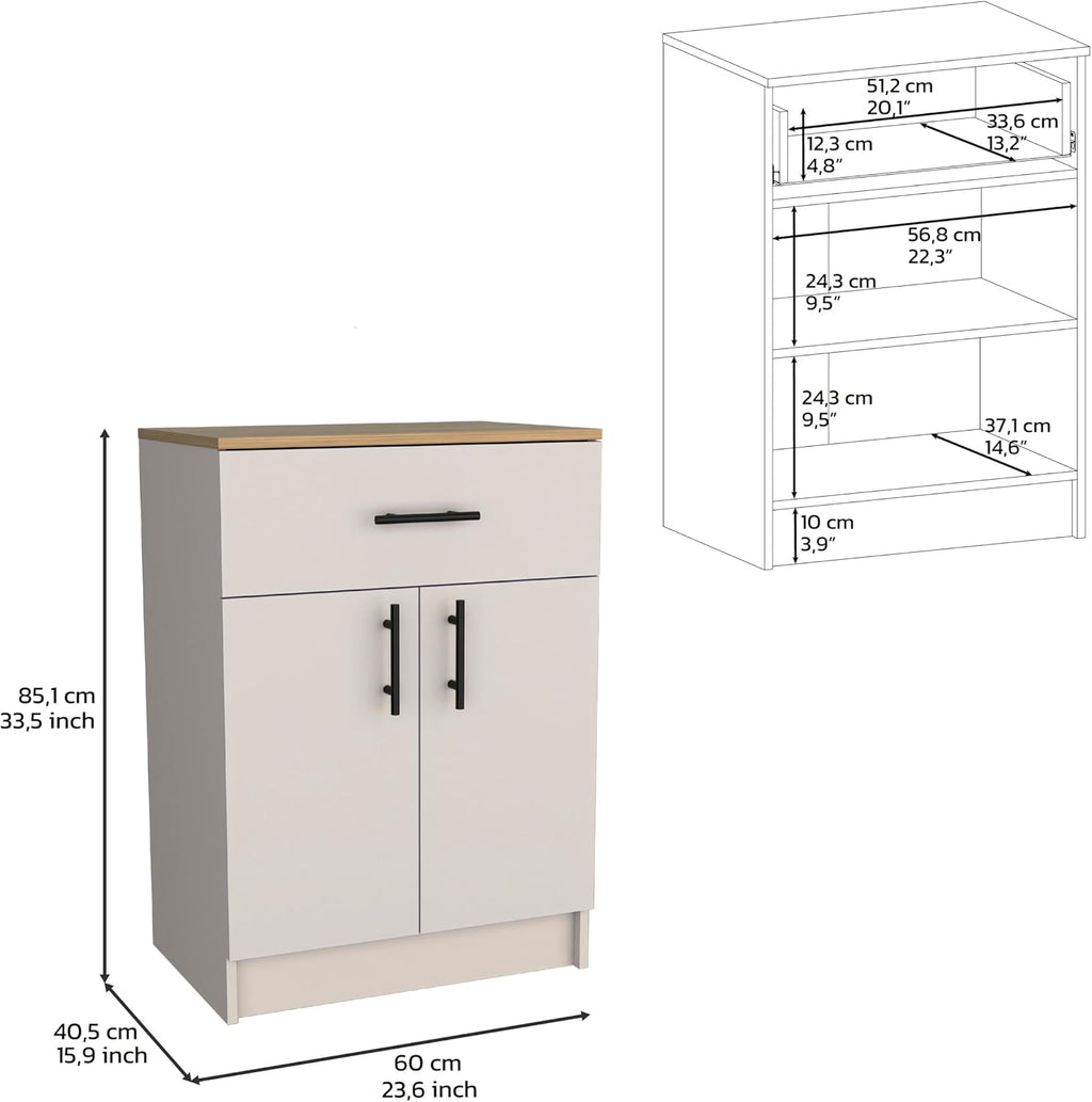 24' Spacious Drawer Freestanding Storage Cabinet, Kitchen Storage Bakers Rack with Easy Assembly, Utility Food Cupboard with Dual Shelves for Kitchen, Multicolor