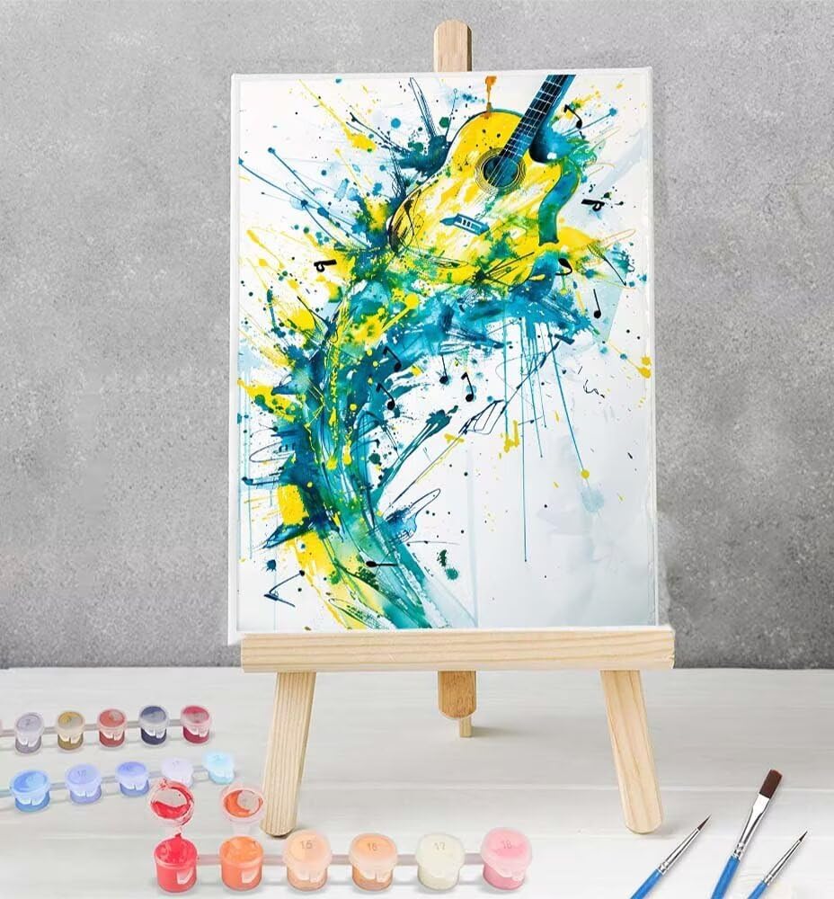 Paint by Numbers Kit for Beginner Musical Instruments Art Kit Adult Paint by Number on Canvas Guitar DIY Acrylic Watercolor Oil Painting for Home Decor Gift 40x53 inch Model YEYUMEOZK-Q
