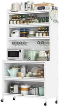 5/6 Tier Microwave Stand with Storage, Bakers Rack with Drawers, Coffee Bar Station Organizer with Flip Doors, Vintage Kitchen Utility Storage Shelf,Ideal for Living Room