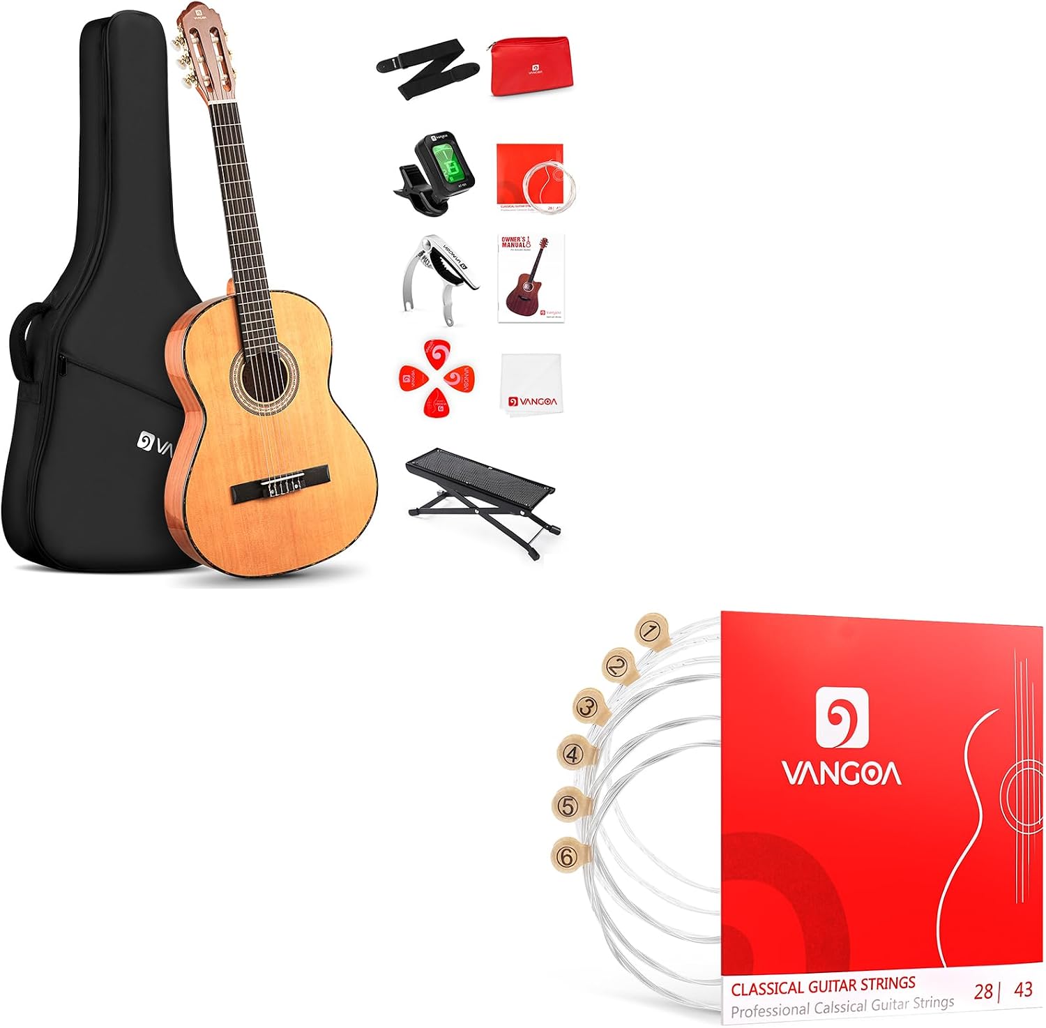 Vangoa Classical Guitar 3/4 Inch Acoustic Classical Guitar with Classical Guitar Strings Nylon