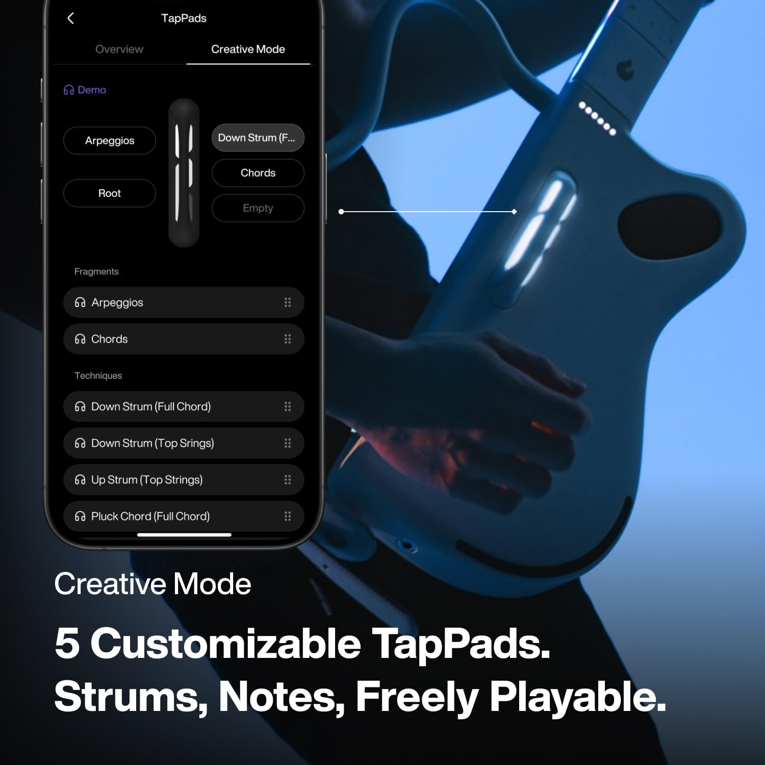 LAVA GENIE Stringless Smart Guitar, No Strings Attached, Hundreds of Instrument Presets, Onboard Speaker, Foldable, Detachable, Black, 30.5 inch.