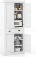 Tangkula 72' H Kitchen Pantry Cupboard Cabinet, Traditional Freestanding Large Tall Storage Cabinet with 2 Cabinets and Drawer, Adjustable Shelves, for Living Room Kitchen, 30 x 16 x 72 Inch
