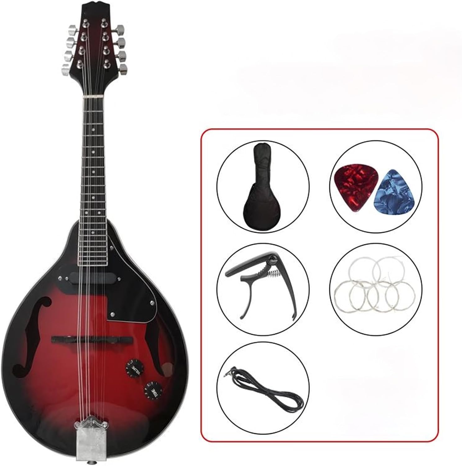 Musical Instrument Mandolin Guitar Eight String Plug In Electric Sound A Type Wine Red Beginner Mandolin String Instrument(2)