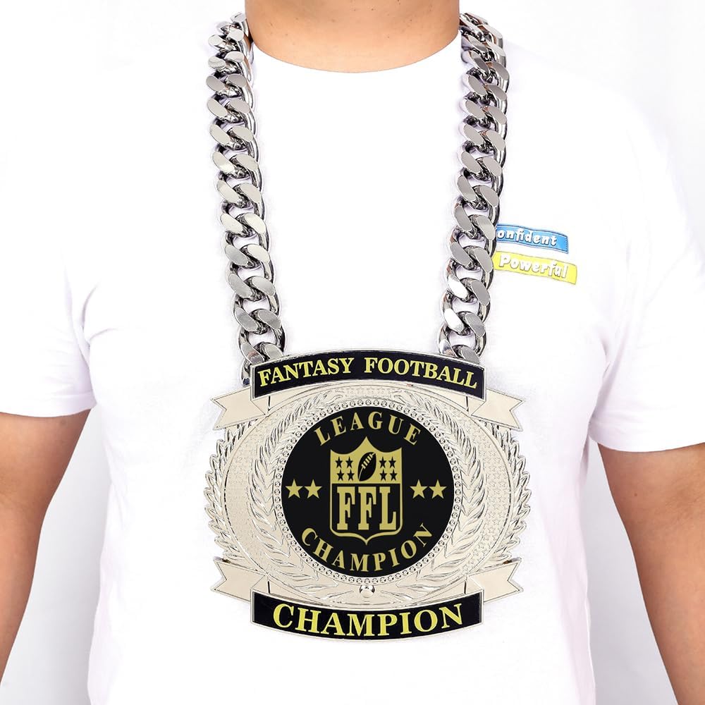 Fantasy Football Belt Medal, Championship Chains Trophy Award Winner Prize Trophy, 7-3/4″ x 7″ Large Champ Medal