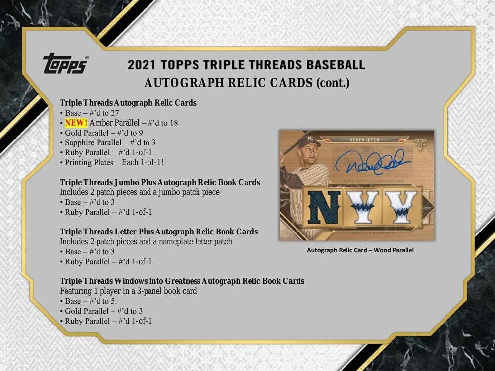 2021 Topps Triple Threads Baseball Hobby Box (2 Packs/7 Cards: 2 Autos)