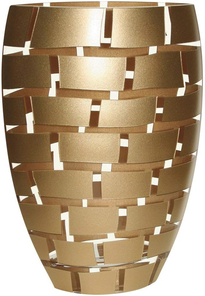 Badash Wall Crystal Glass Vase - 12' Tall Mouth-Blown European Crystal Vase in Gold - Fine Lead-Free Crystal Floral Vase & Home Decor Accent