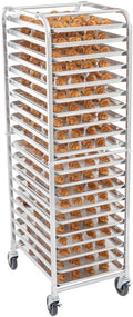 Restaurantware Kitchen Tek 26 x 20.25 x 69.5 Inch Bun Pan Rack 1 Endload Sheet Pan Rack - Full-Height 2 Locking & 2 Non-locking Casters Silver Aluminum Bun Pan Rack With Wheels Holds 20 Pans