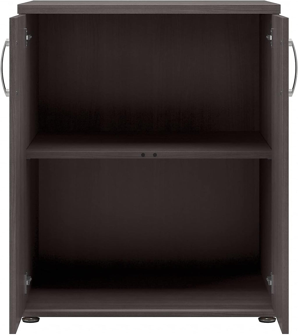 Bush Business Furniture Universal Floor Storage Cabinet with Doors and Shelves in Storm Gray, Vertical Office Storage Unit with Adjustable Shelving for Workspace